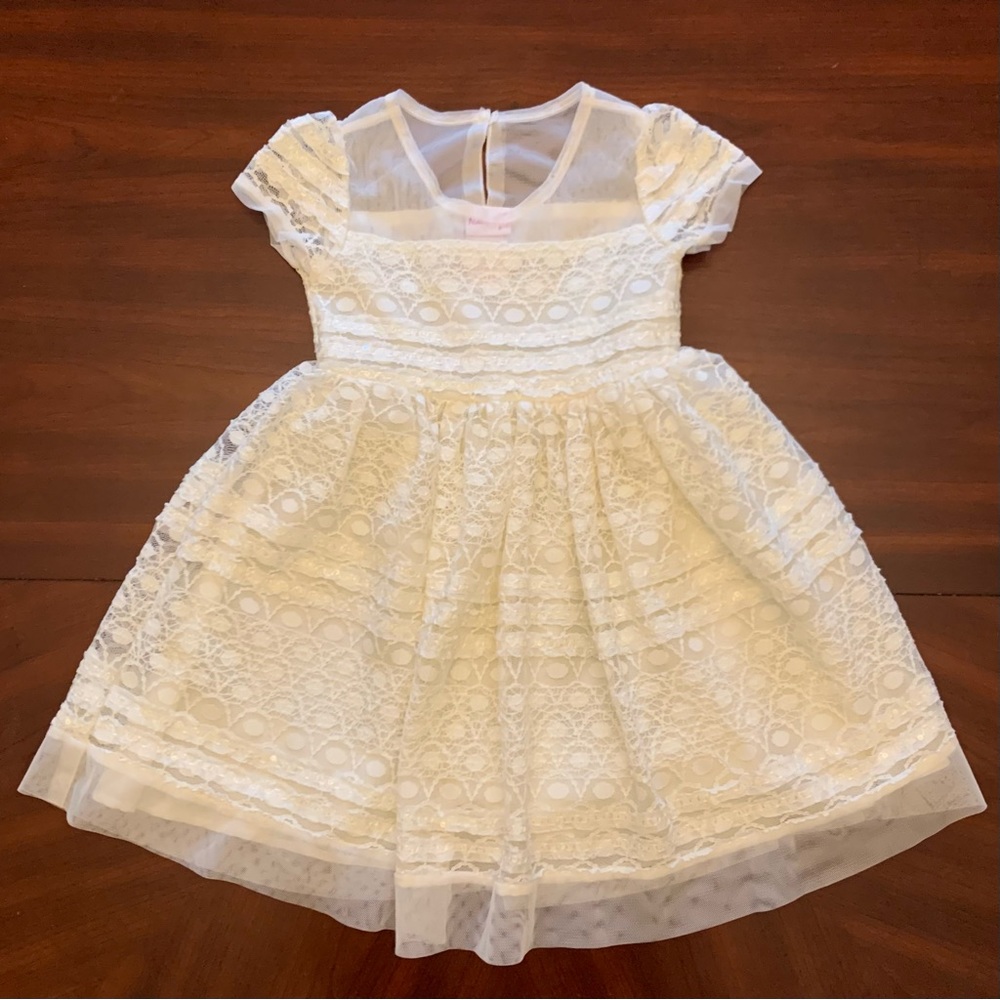 Nannette Kids White Lace and Tulle Dress